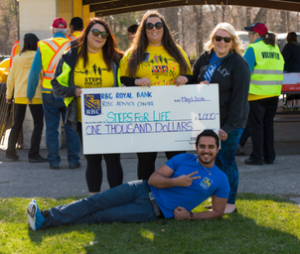 Cheque presentation at Steps for Life walk