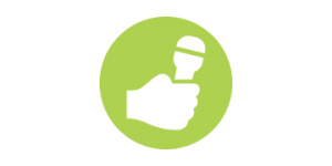 icon of a hand holding a microphone
