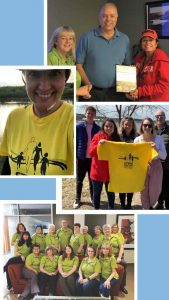 collage of various Threads of Life volunteers. Many are wearing yellow Steps for Life t-shirts.