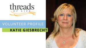 Volunteer Profile Katie Giesbrecht. Headshot of woman with blonde hair.